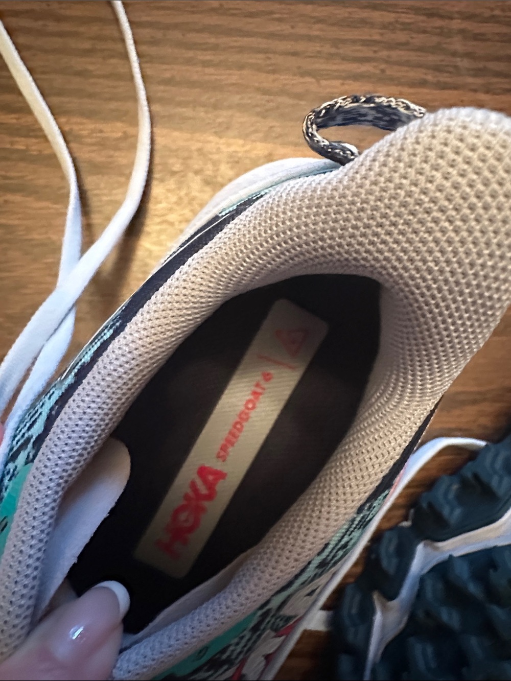 Hoka White Teal Floral Running Shoe - Picture 8 of 10